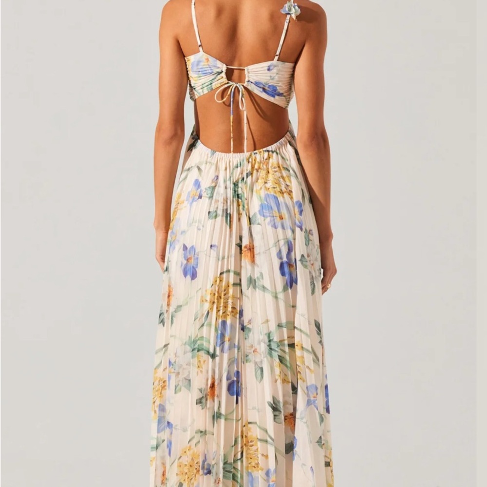 Astr Floral Maxi Dress in Cream and Blue - Picture 2 of 5
